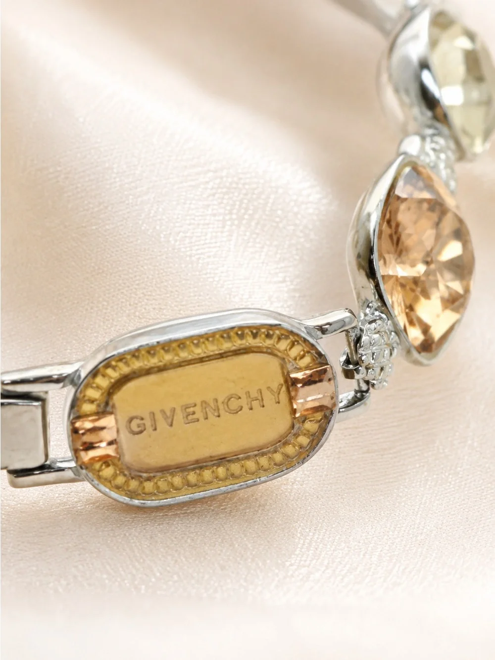 Givenchy Vintage Elegant Silver and Amber Bracelet.